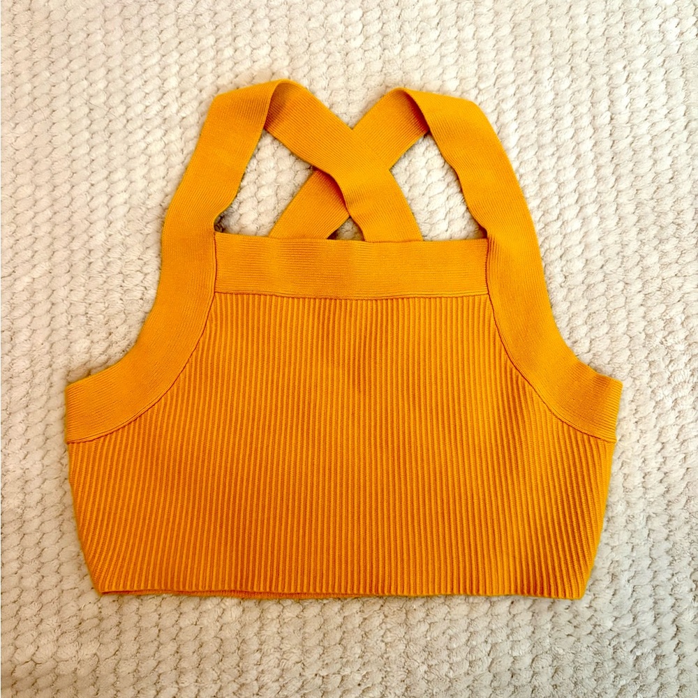 House of Harlow 1960 Mustard Ribbed Top